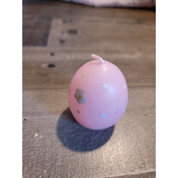 Pink polka dot Easter egg flower candle - Picture 4 of 6